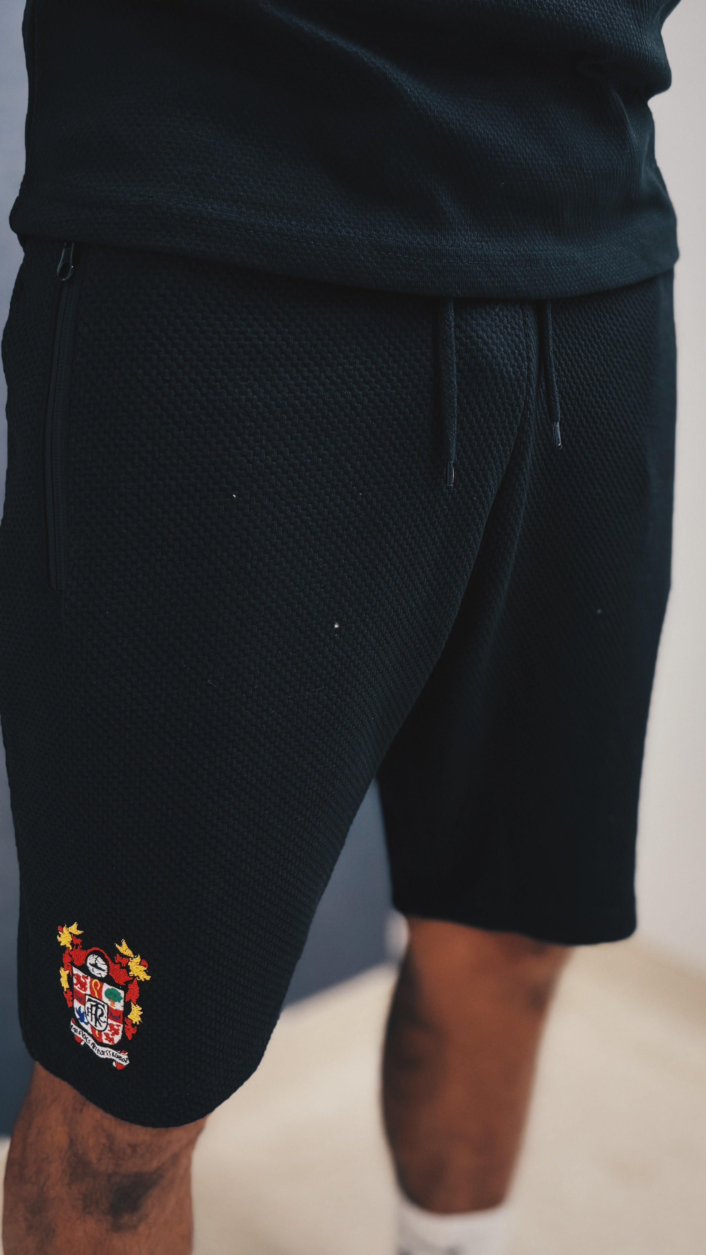 Napa Waffle Shorts – Textured Comfort & Everyday Style | Black
