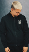 Mono Bomber Jacket – Sleek Design with Silver Crest Detail | Black