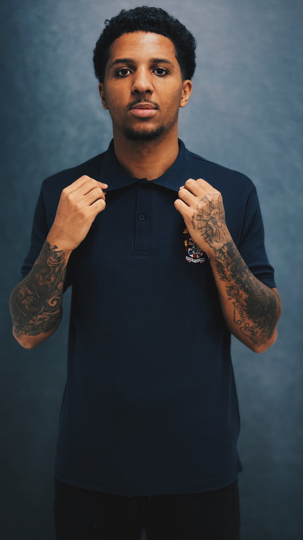 Frenzo Waffle Fabric Polo – Classic Navy Polo Shirt | Smart Casual Style