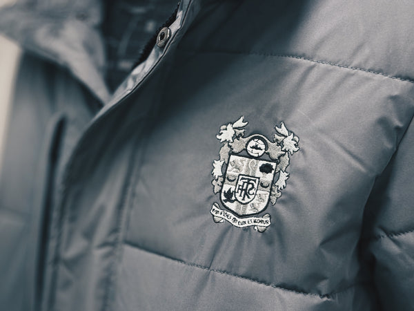Pioneer Grey Winter Puffer Coat – Warmth & Style with Tonal Crest