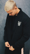 Mono Bomber Jacket – Sleek Design with Silver Crest Detail | Black